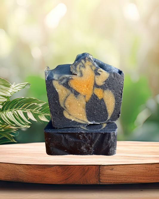 Charcoal Turmeric Sea Moss Soap – Handmade Vegan Bar (6oz)